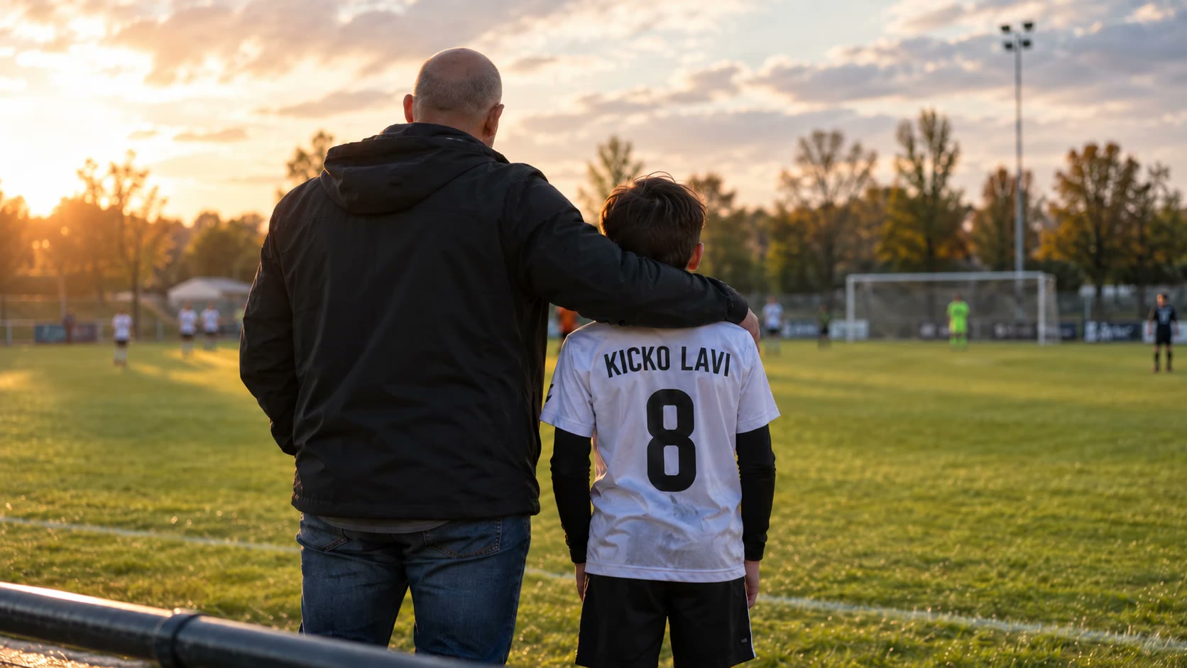 Navon Amos with his son on the touchline